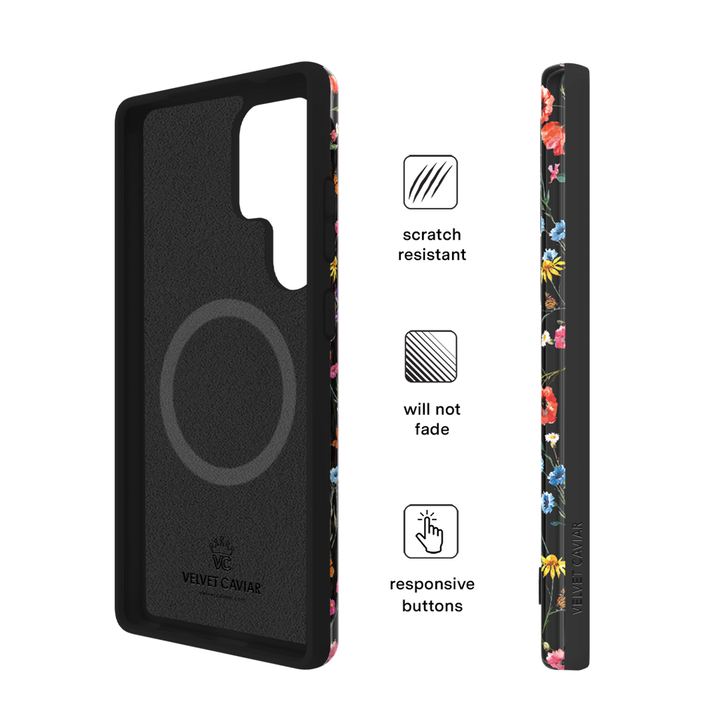 Black Wildflower Samsung Case