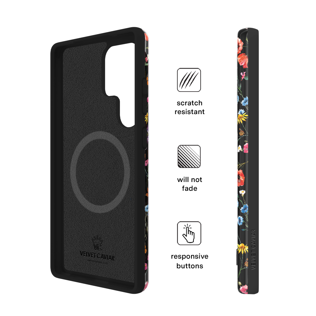 Black Wildflower Samsung Case