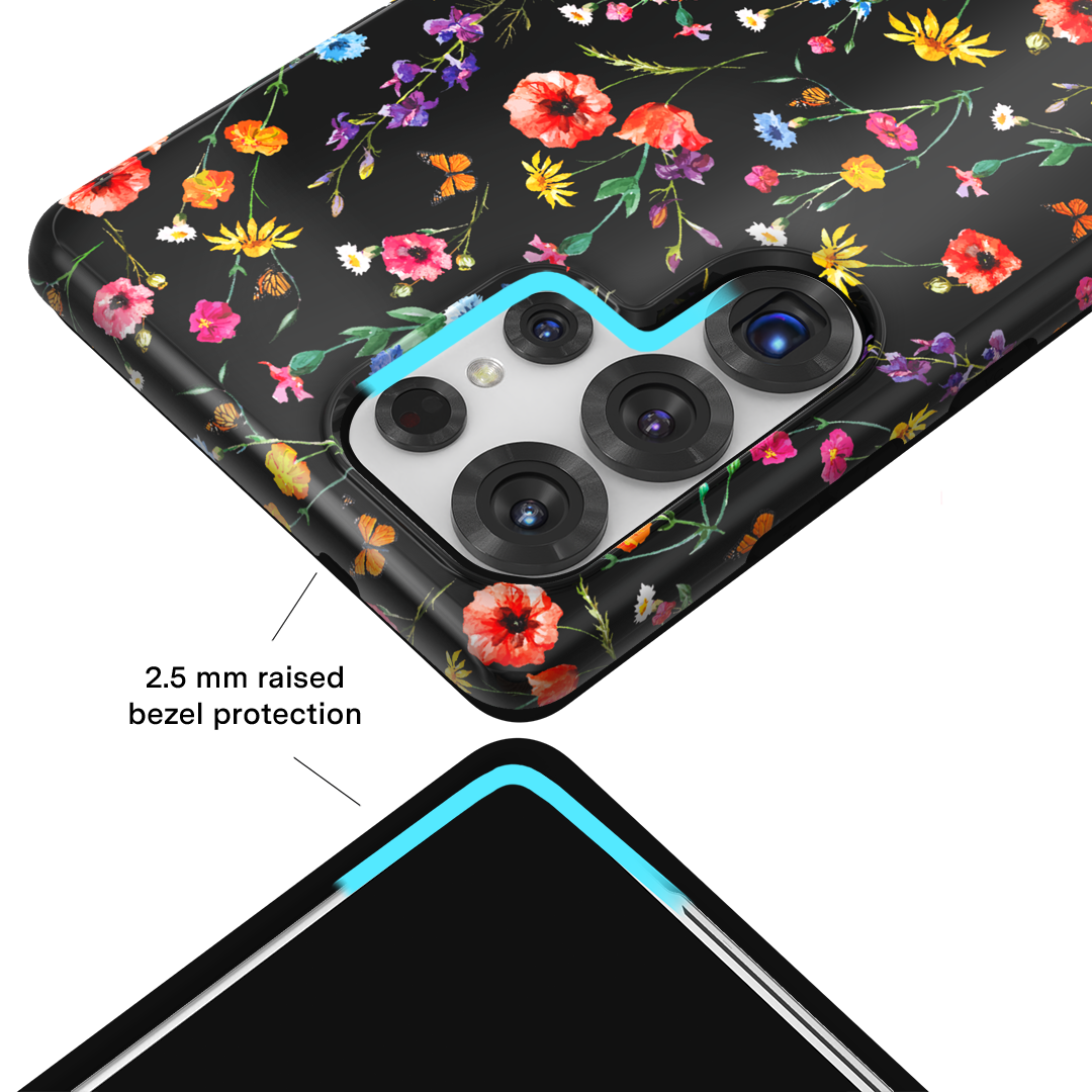 Black Wildflower Samsung Case