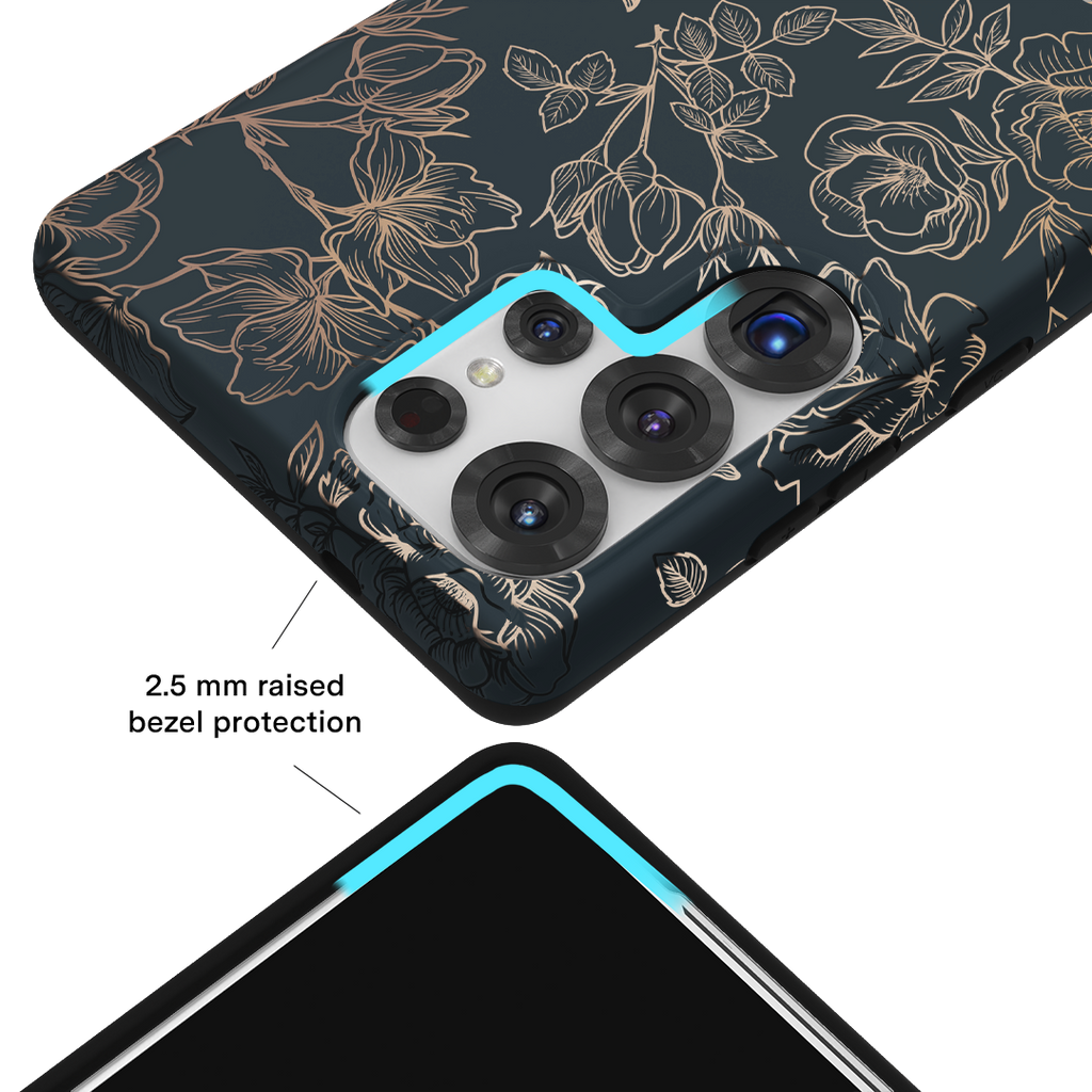 Floral Rose Gold Chrome Samsung Galaxy Case