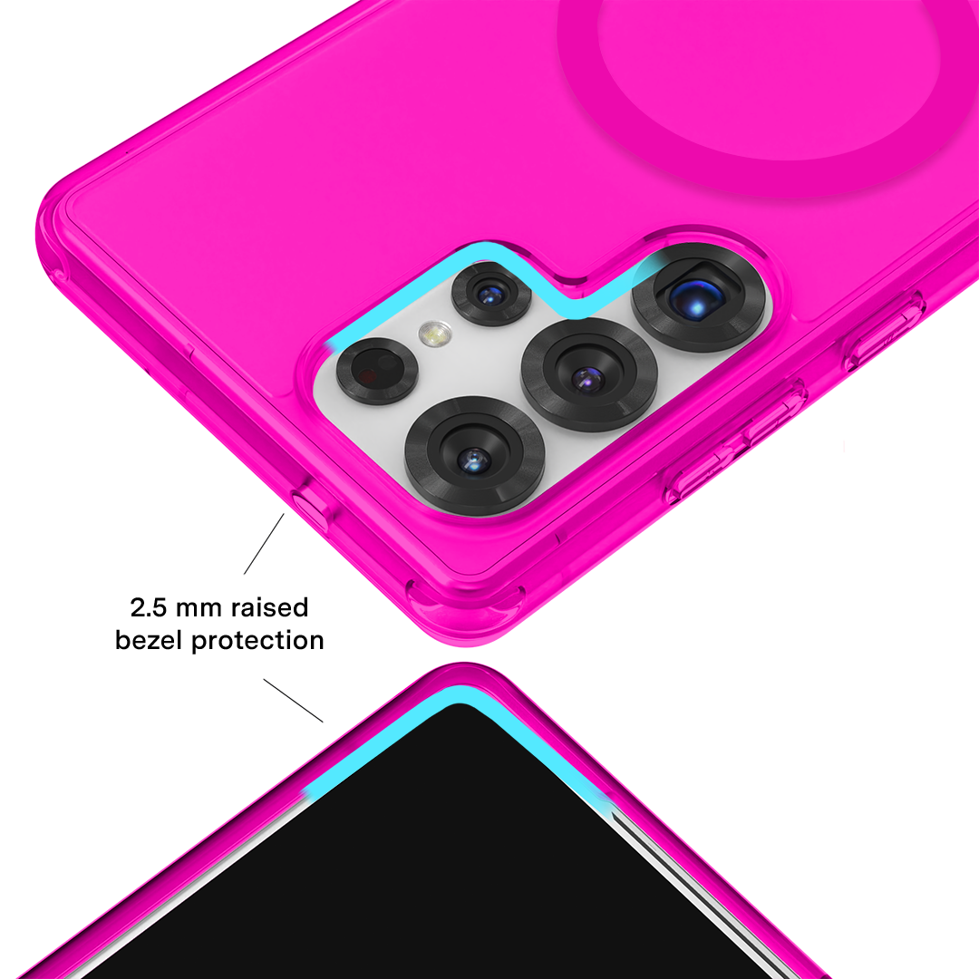 Neon Pink Clear Samsung Case