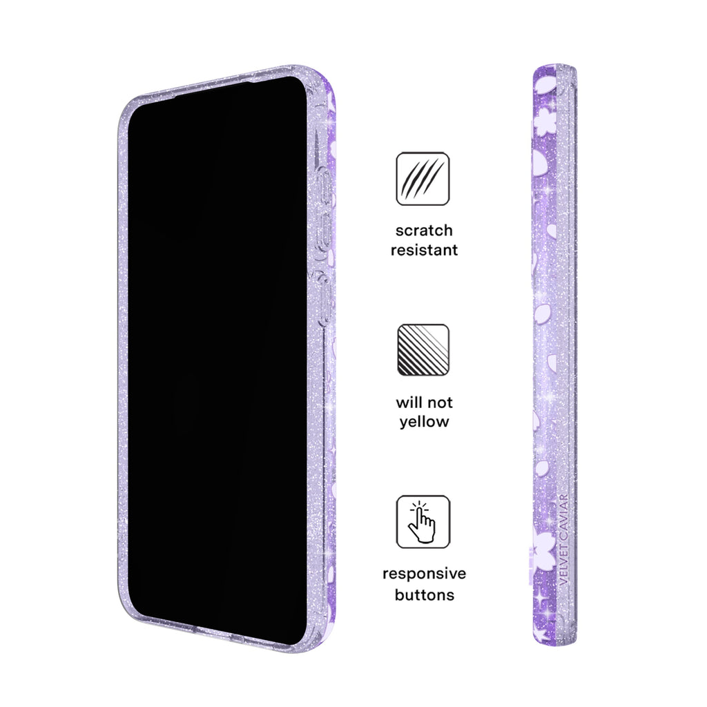 Lavender Cherry Blossom Glitter Samsung Case