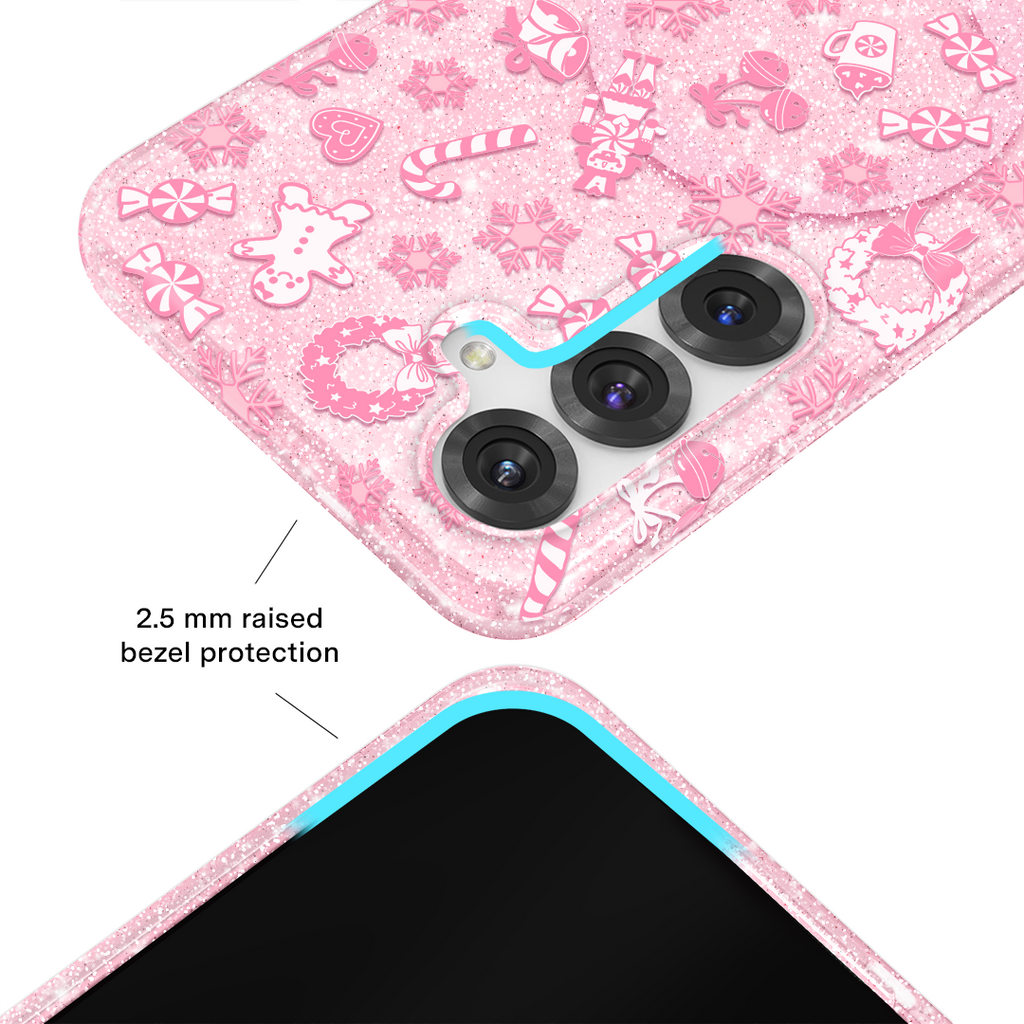 Pink Christmas Glitter Samsung Case