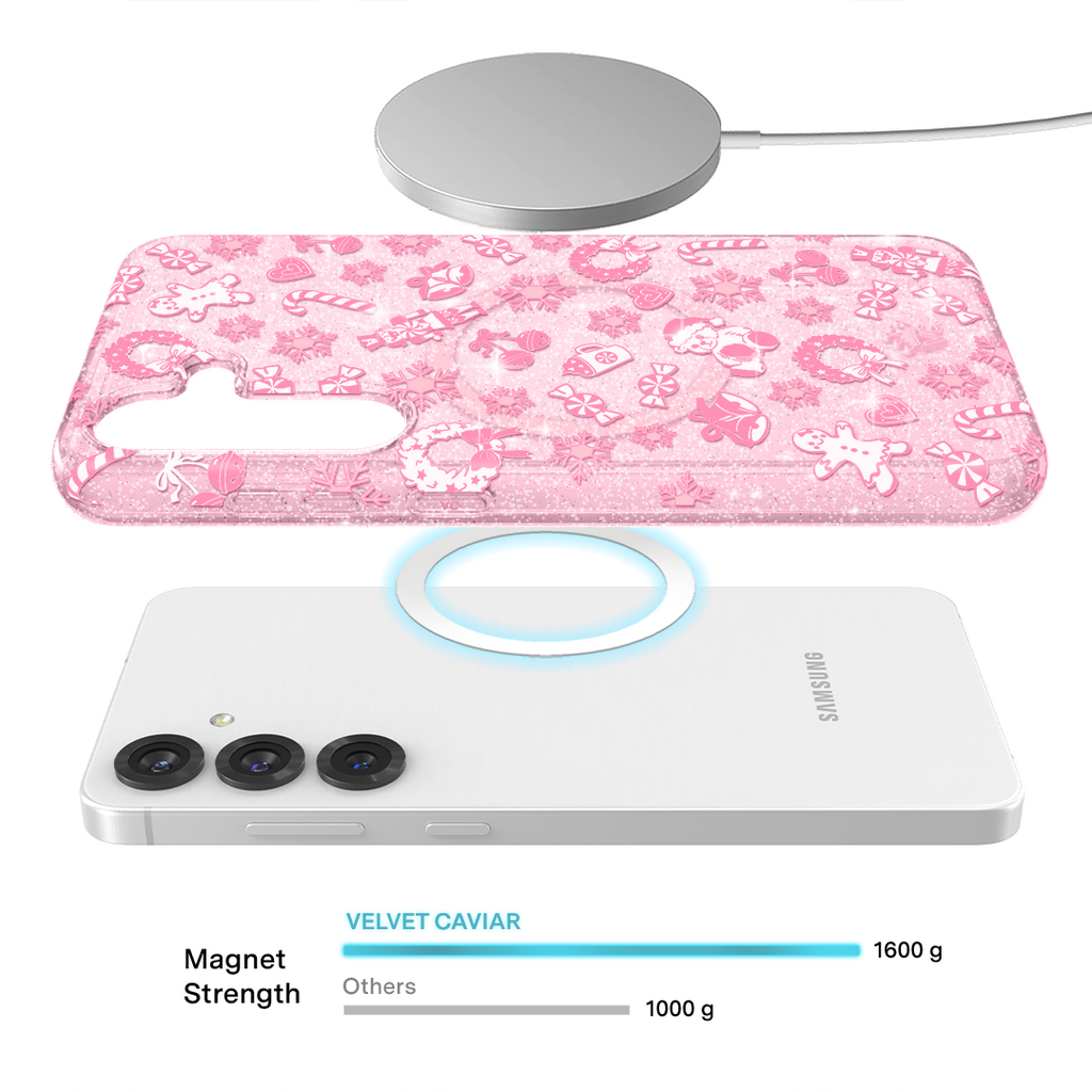 Pink Christmas Glitter Samsung Case