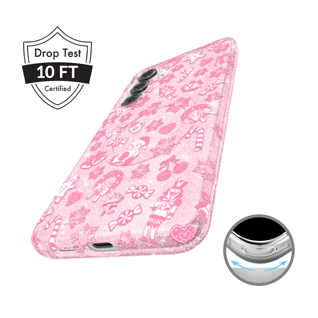 Pink Christmas Glitter Samsung Case