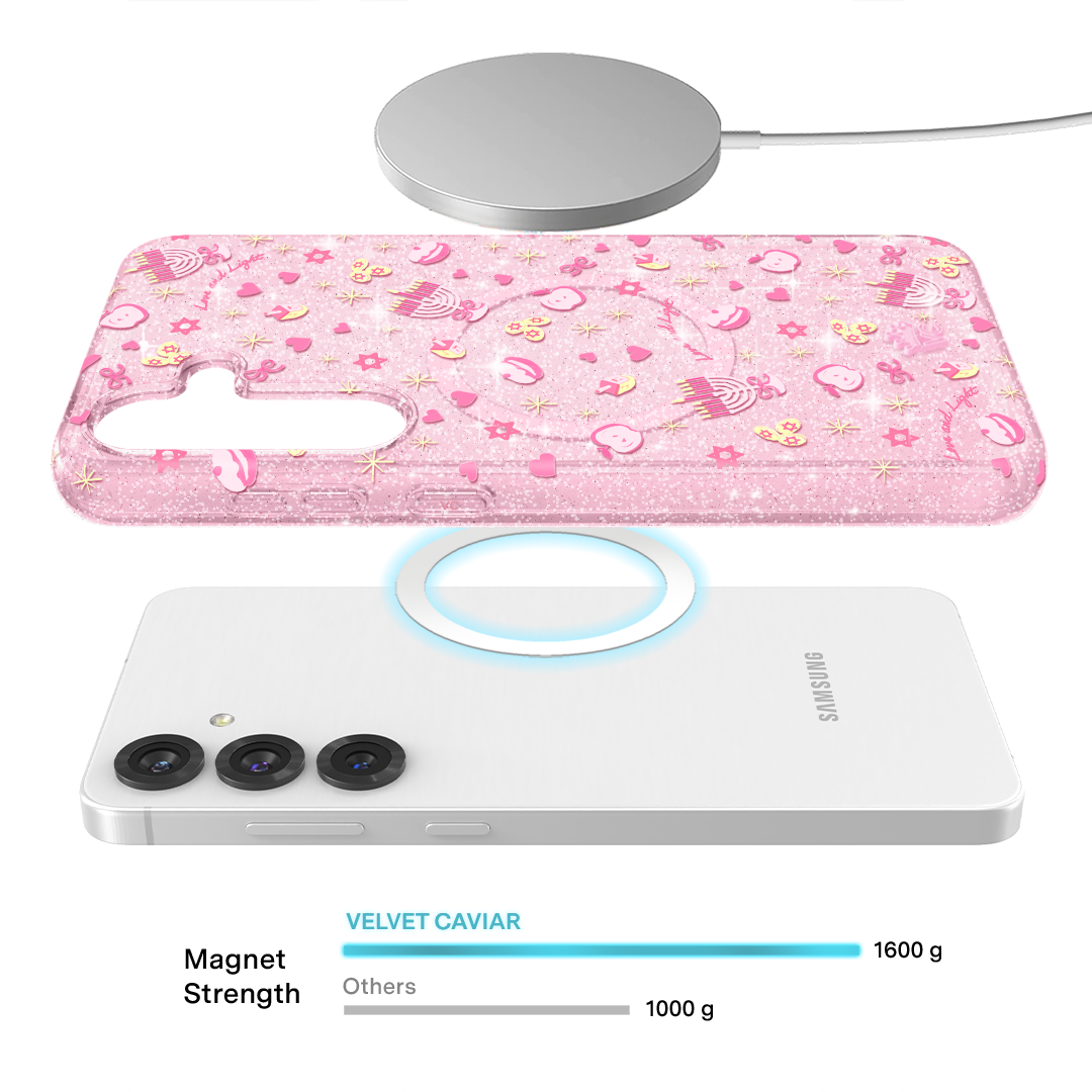 Pink Hanukkah Glitter Samsung Case