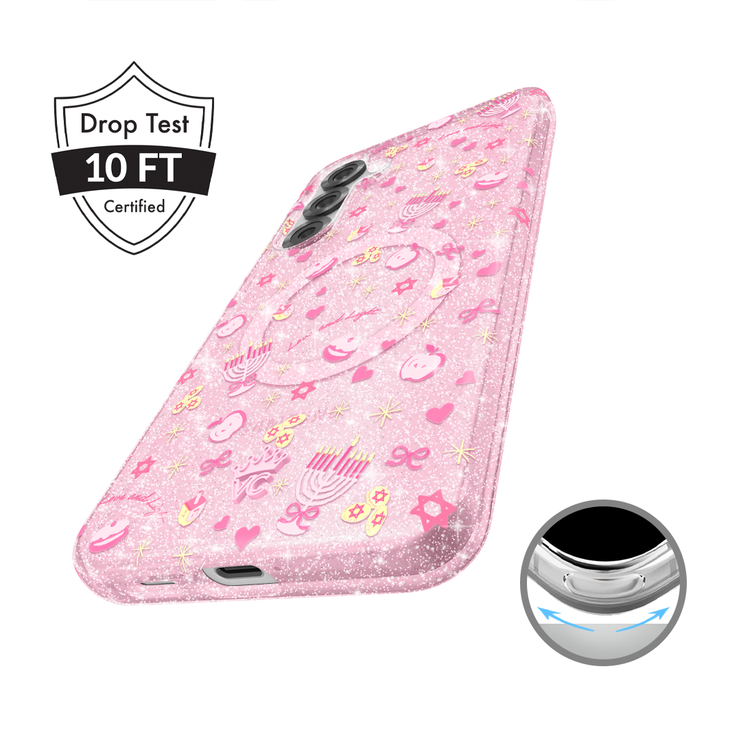 Pink Hanukkah Glitter Samsung Case