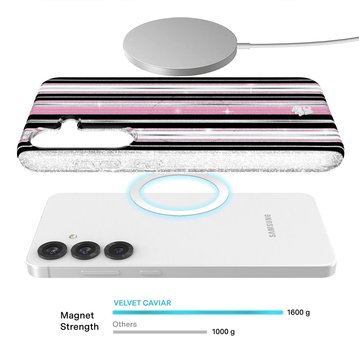 Pretty Punk Stripes Glitter Samsung Case