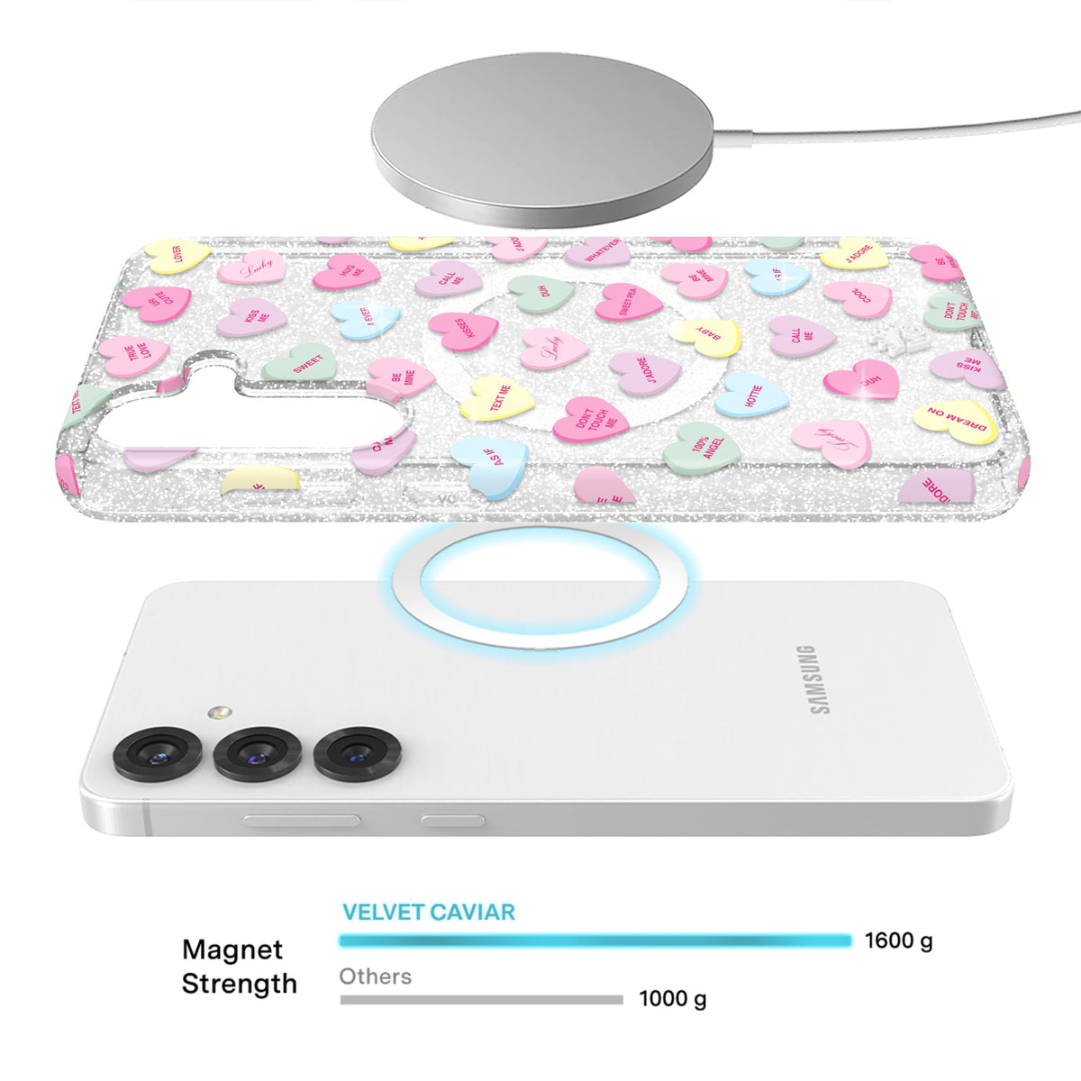 Sweet Hearts Glitter Samsung Case