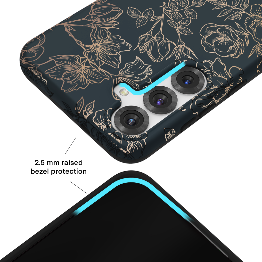Floral Rose Gold Chrome Samsung Galaxy Case