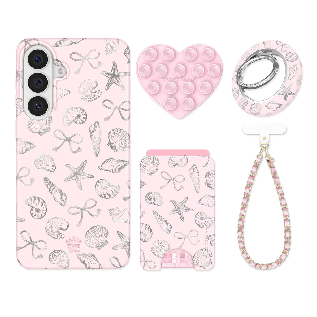 Pink Coastal Seashells Samsung Bundle Set
