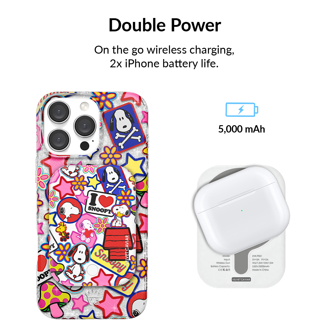 Snoopy Patchwork Portable MagSafe Charger Power Pack