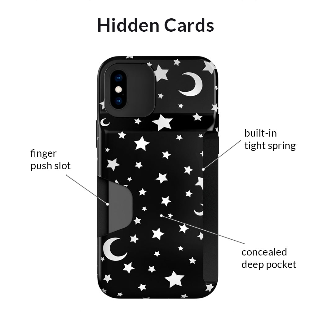 White Stars & Moon Iphone Wallet Case