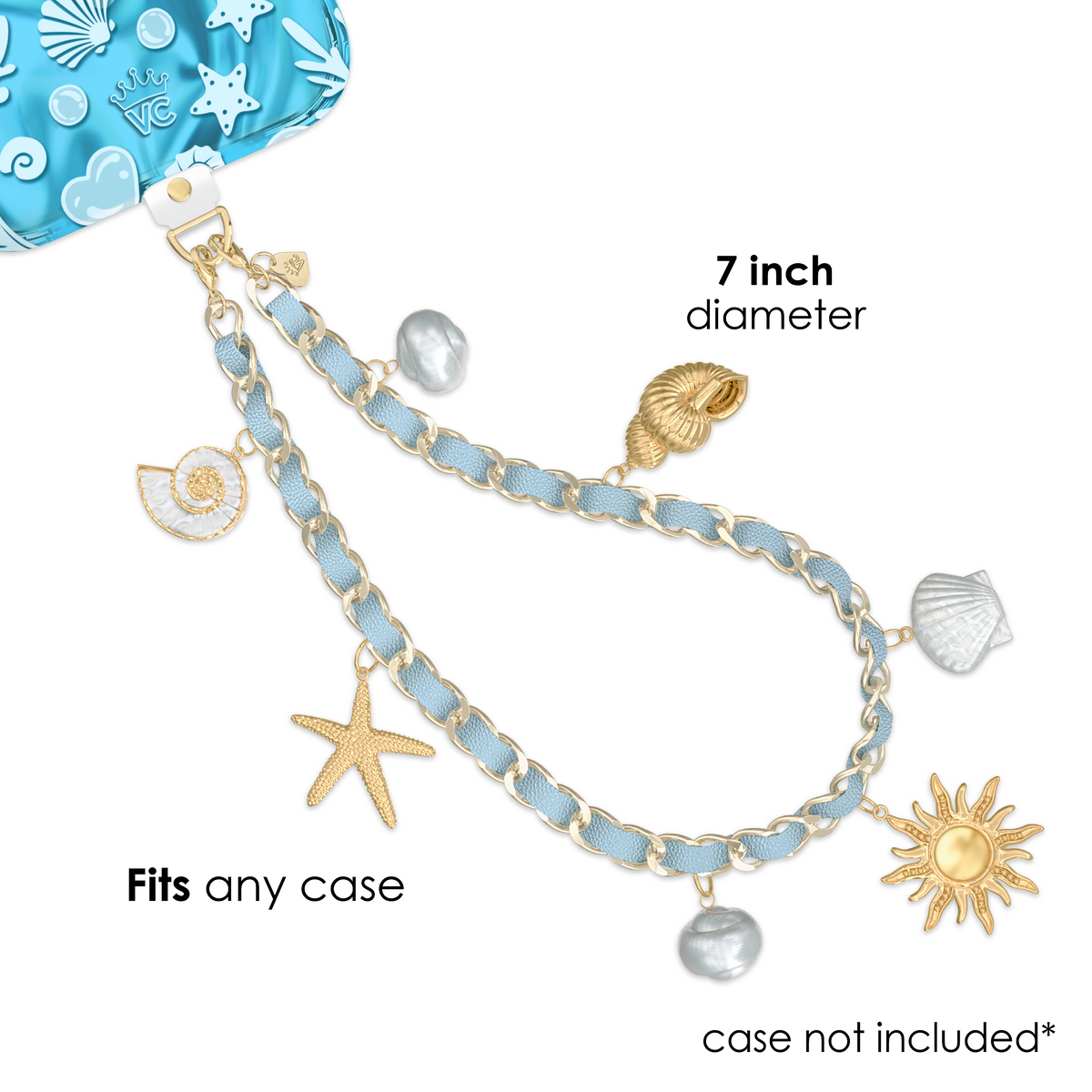 Coastal Princess Leather Chain Phone Charm