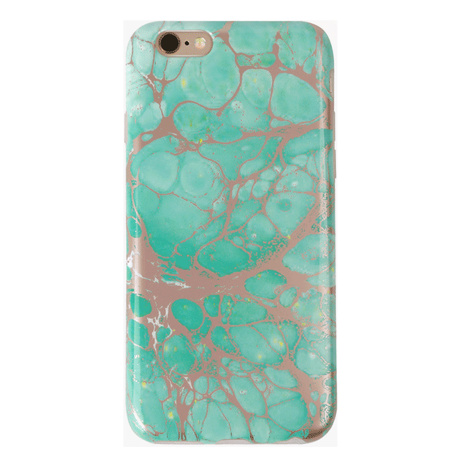Turquoise Rose Gold Chrome iPhone Case