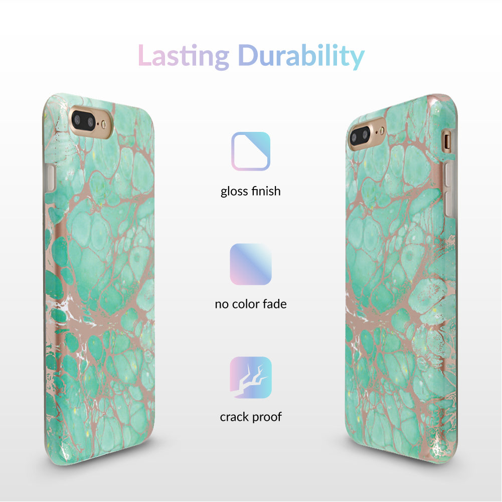 Turquoise Rose Gold Chrome iPhone Case