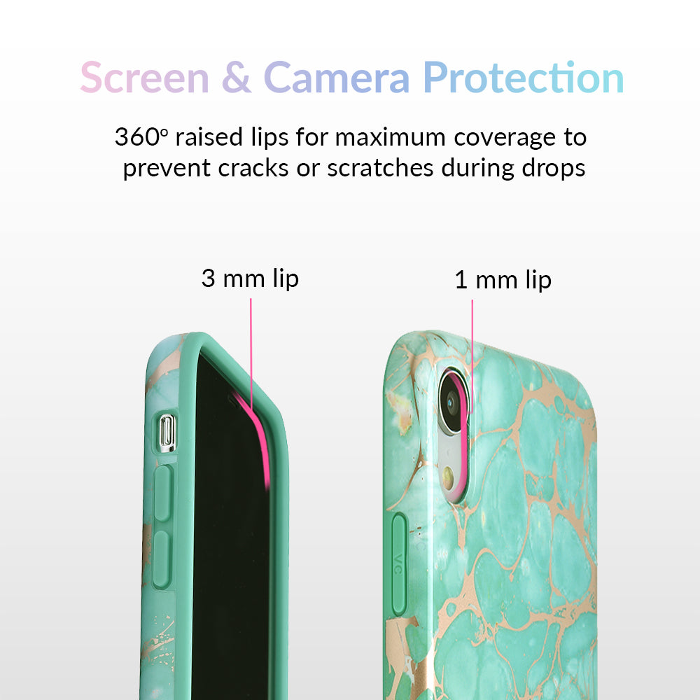 Turquoise Rose Gold Chrome iPhone Case
