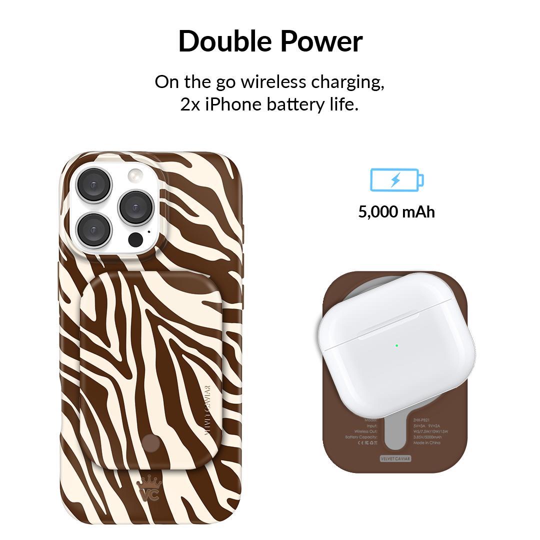 Coco Zebra Portable MagSafe Charger Power Packafe Battery Power Pack