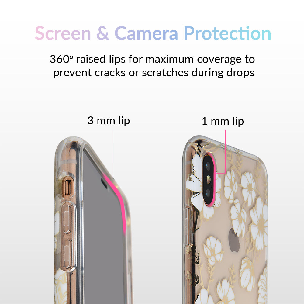 White and Gold Floral Clear iPhone Case