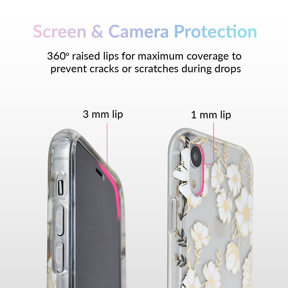 White and Gold Floral Clear iPhone Case