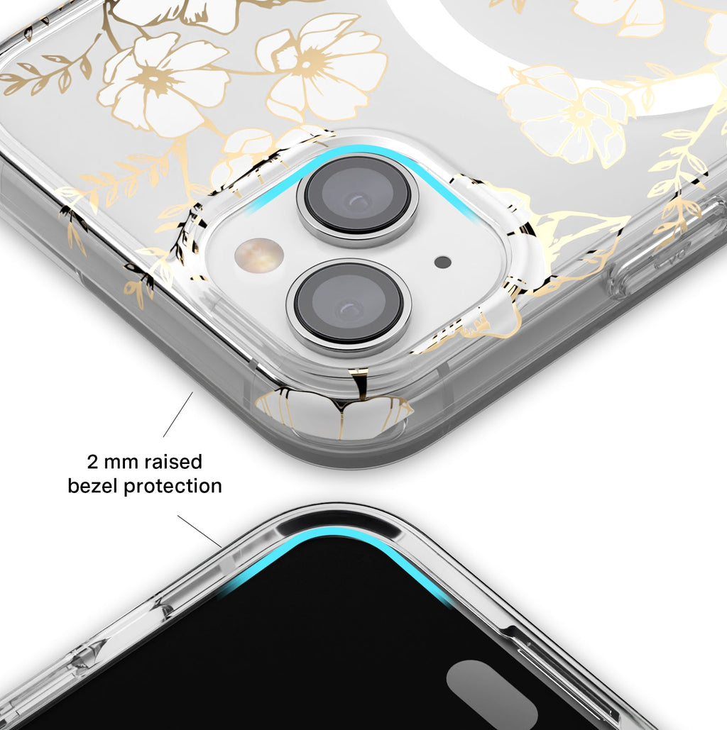 White and Gold Floral Clear iPhone Case