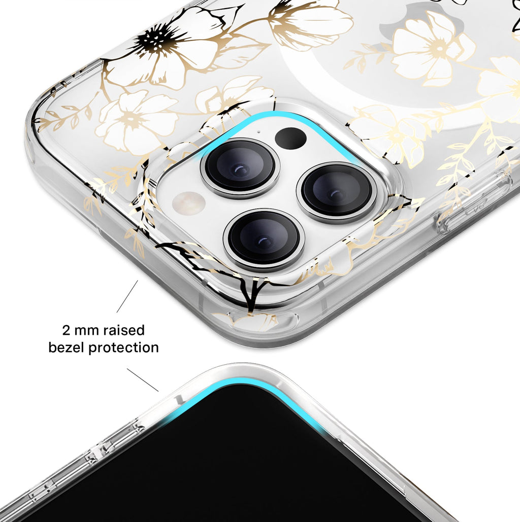 White and Gold Floral Clear iPhone Case