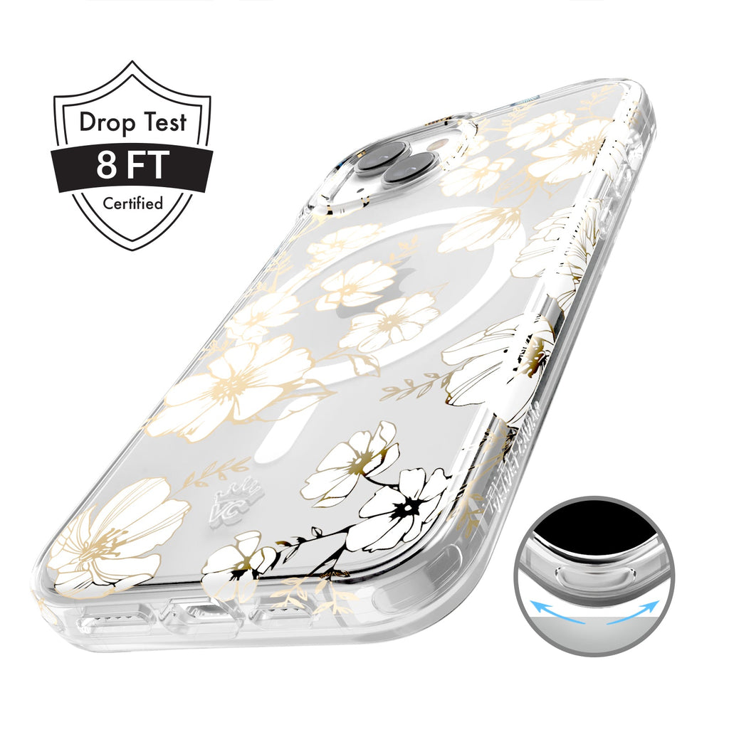 White and Gold Floral Clear iPhone Case