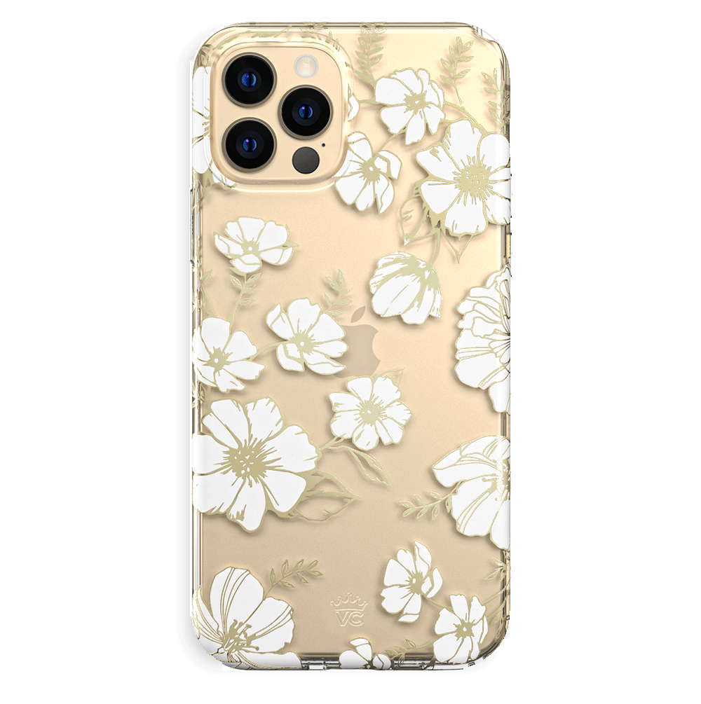 White and Gold Floral Clear iPhone Case