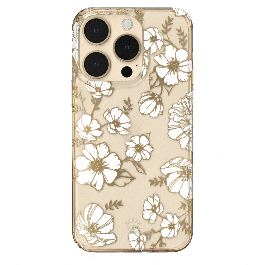 White and Gold Floral Clear iPhone Case