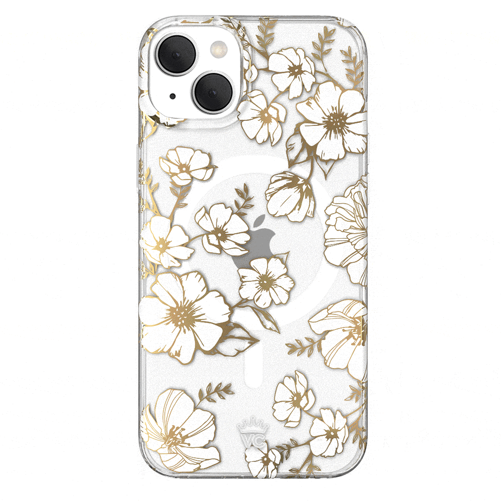White and Gold Floral Clear iPhone Case