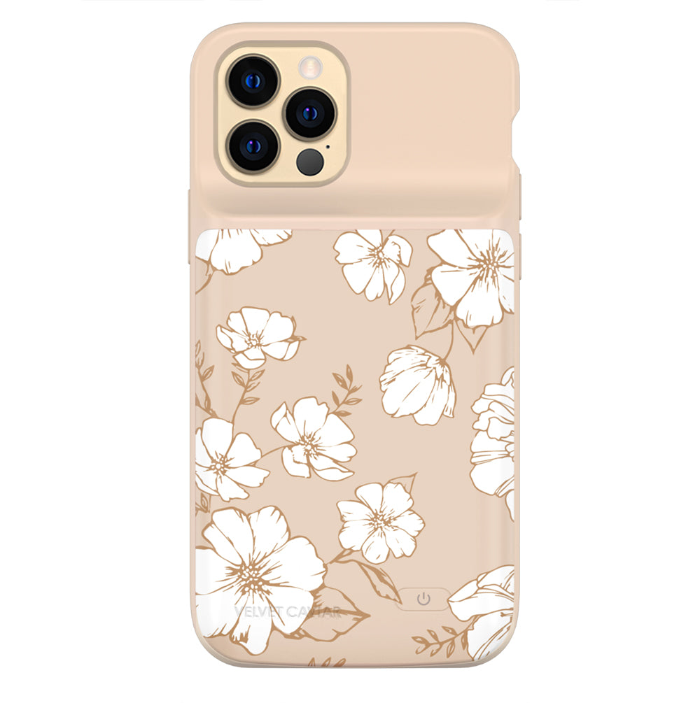 White Floral iPhone Charging Case