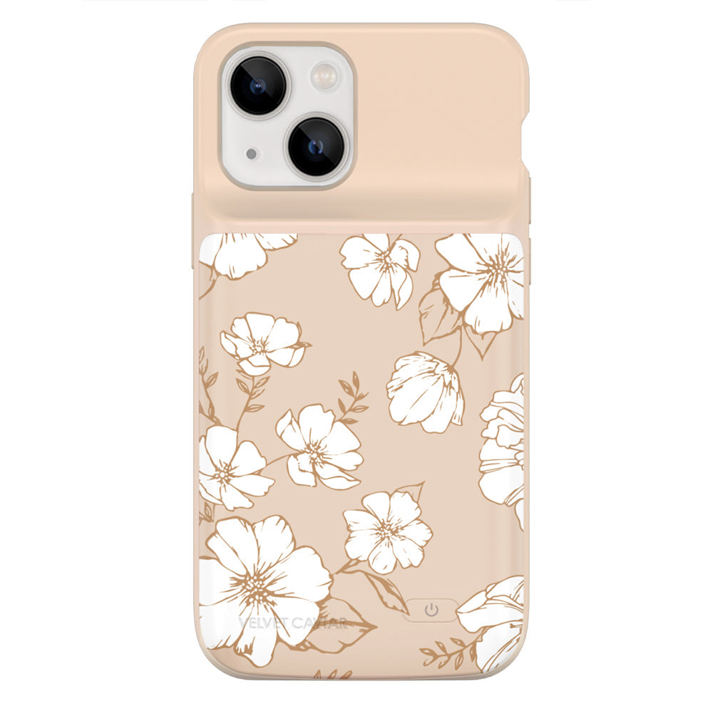 White Floral iPhone Charging Case