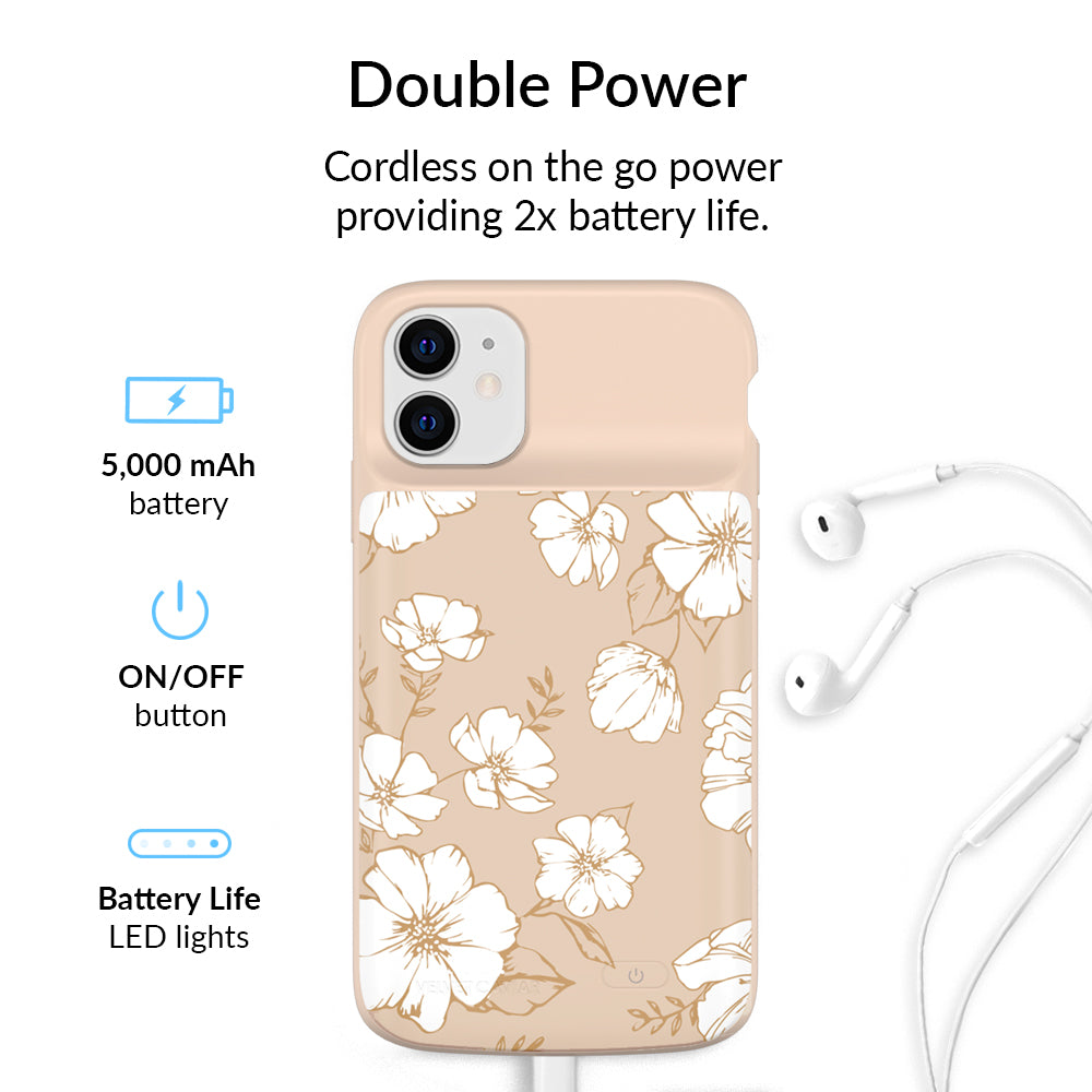 White Floral iPhone Charging Case