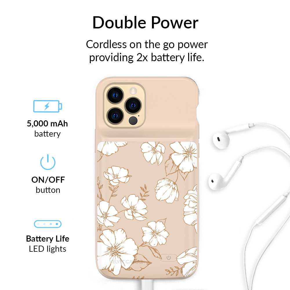 White Floral iPhone Charging Case