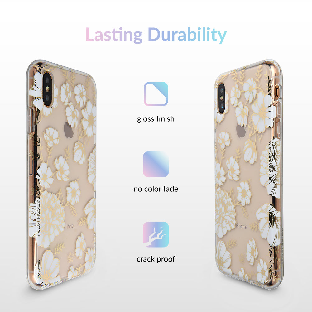 White and Gold Floral Clear iPhone Case