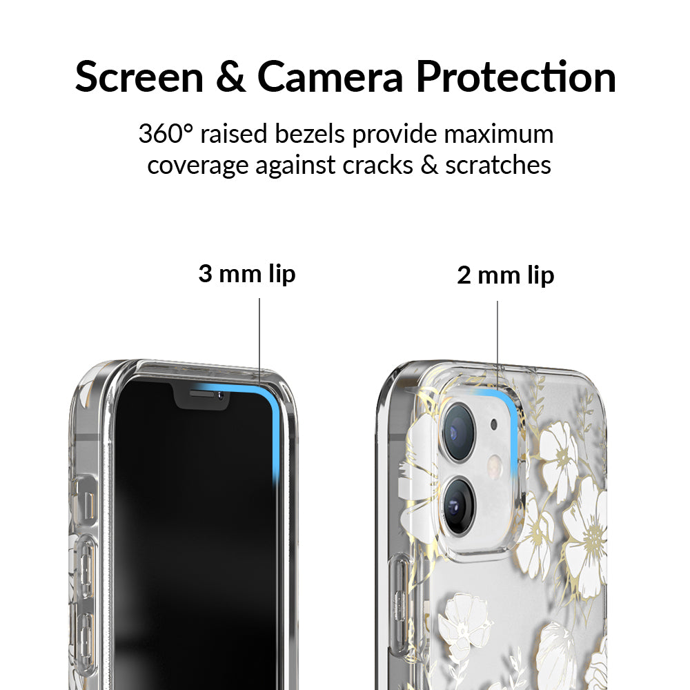 White and Gold Floral Clear iPhone Case