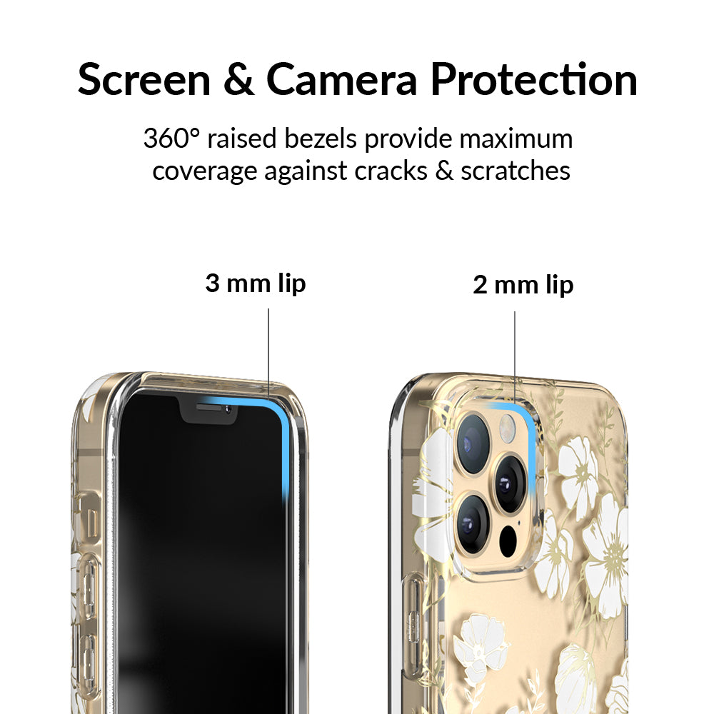 White and Gold Floral Clear iPhone Case