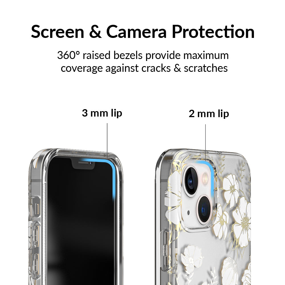 White and Gold Floral Clear iPhone Case