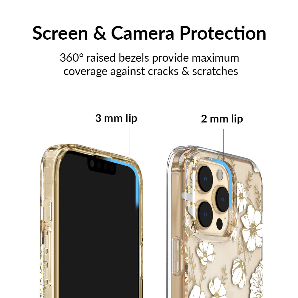 White and Gold Floral Clear iPhone Case