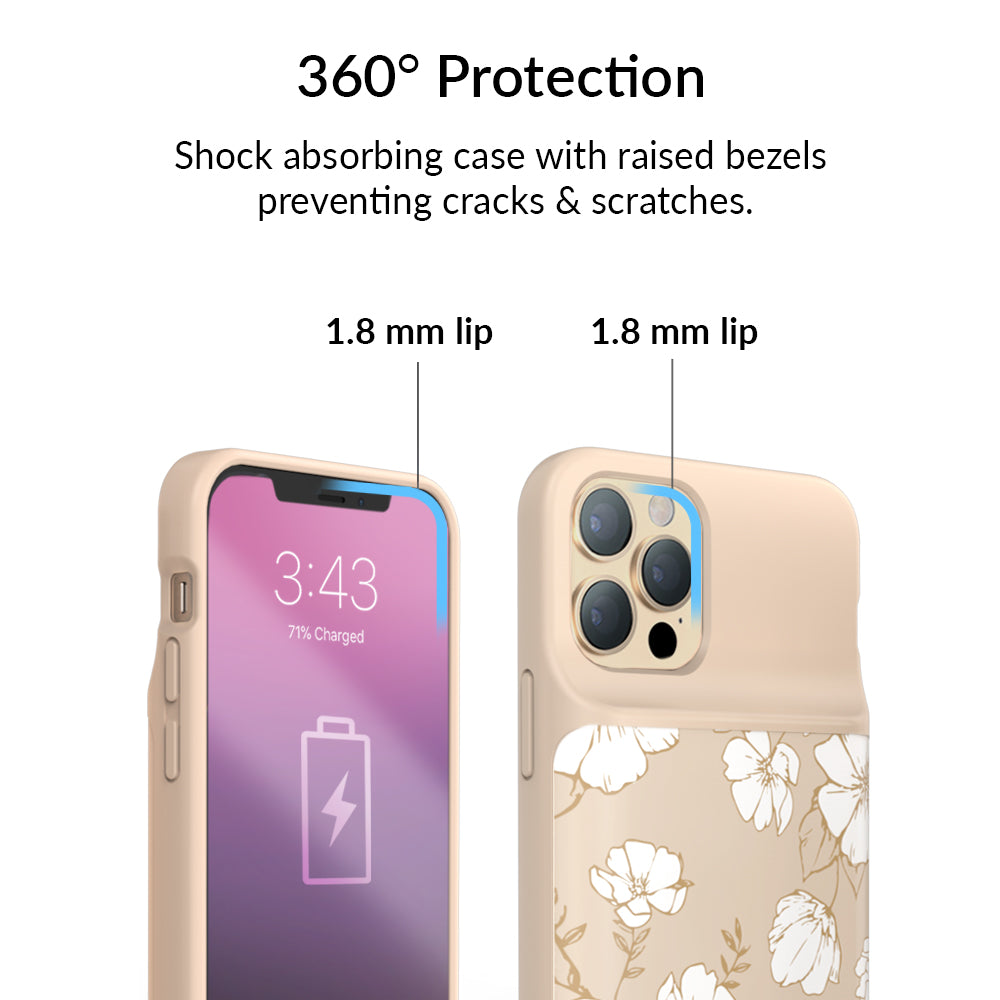 White Floral iPhone Charging Case