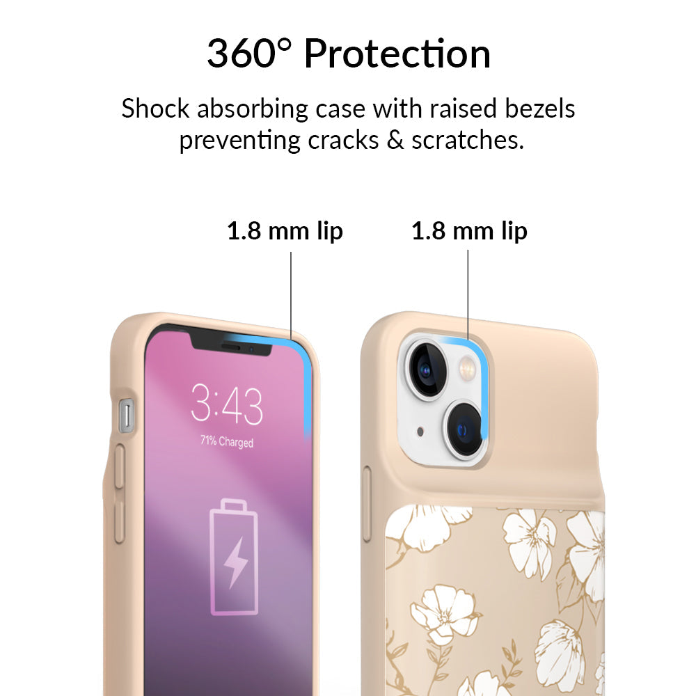 White Floral iPhone Charging Case