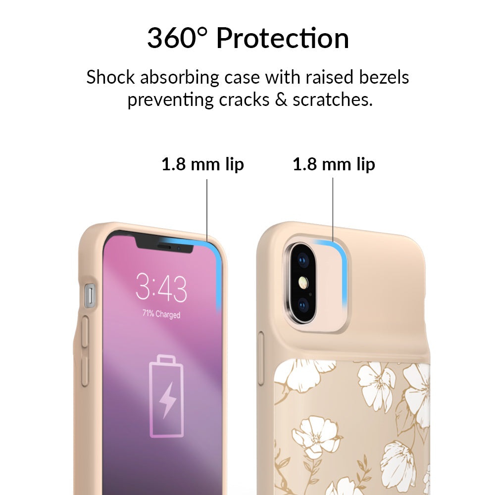 White Floral iPhone Charging Case
