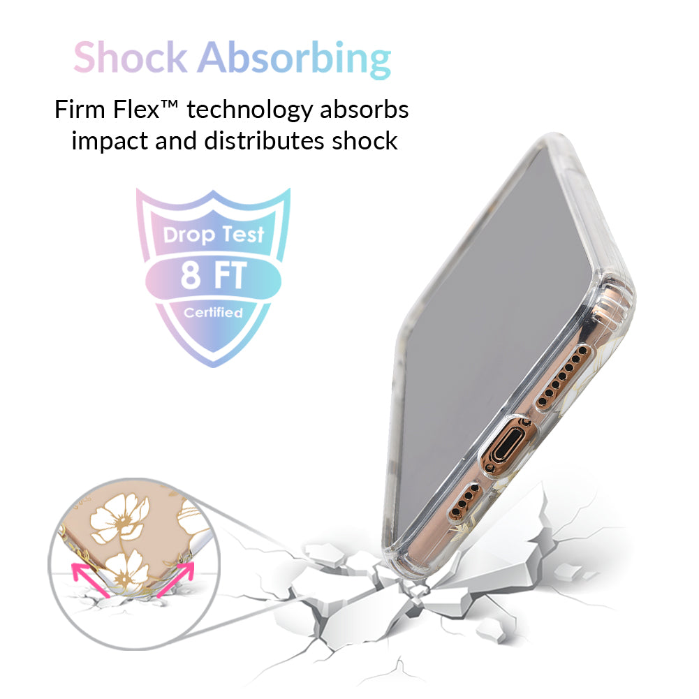 White and Gold Floral Clear iPhone Case