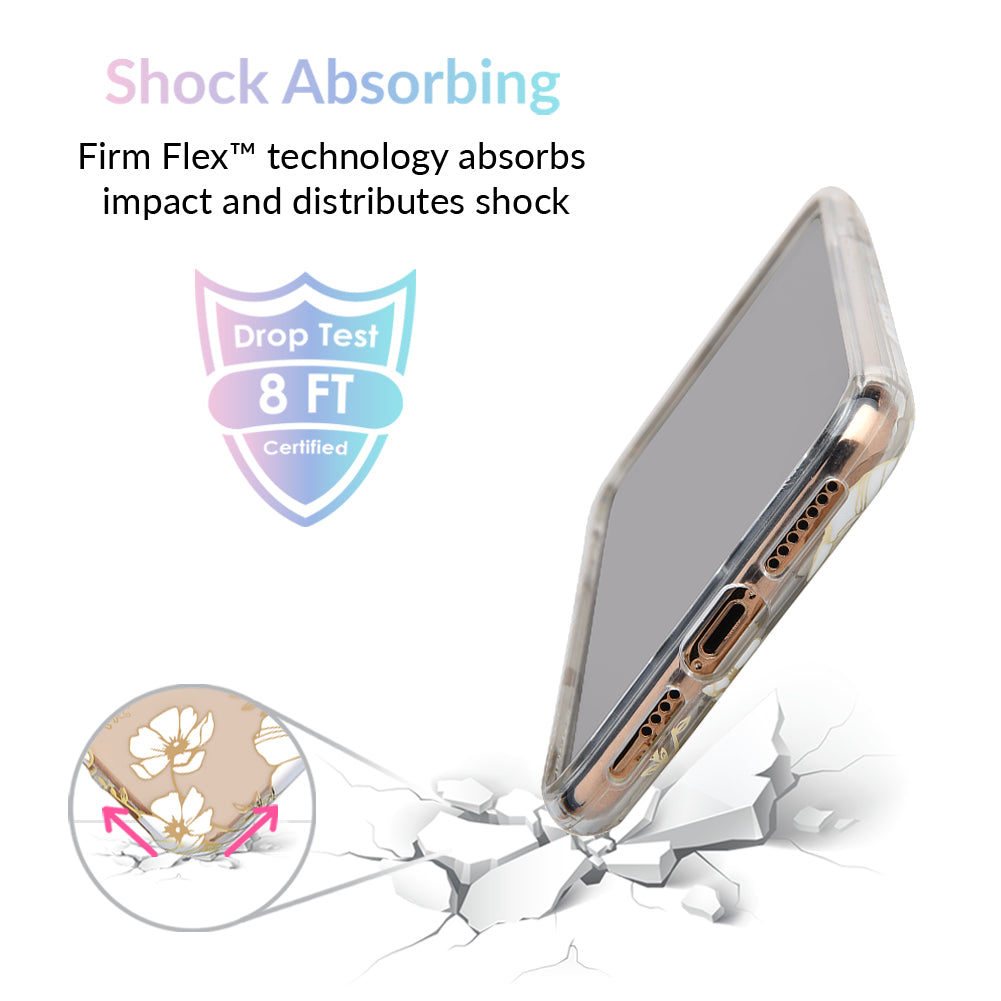 White and Gold Floral Clear iPhone Case