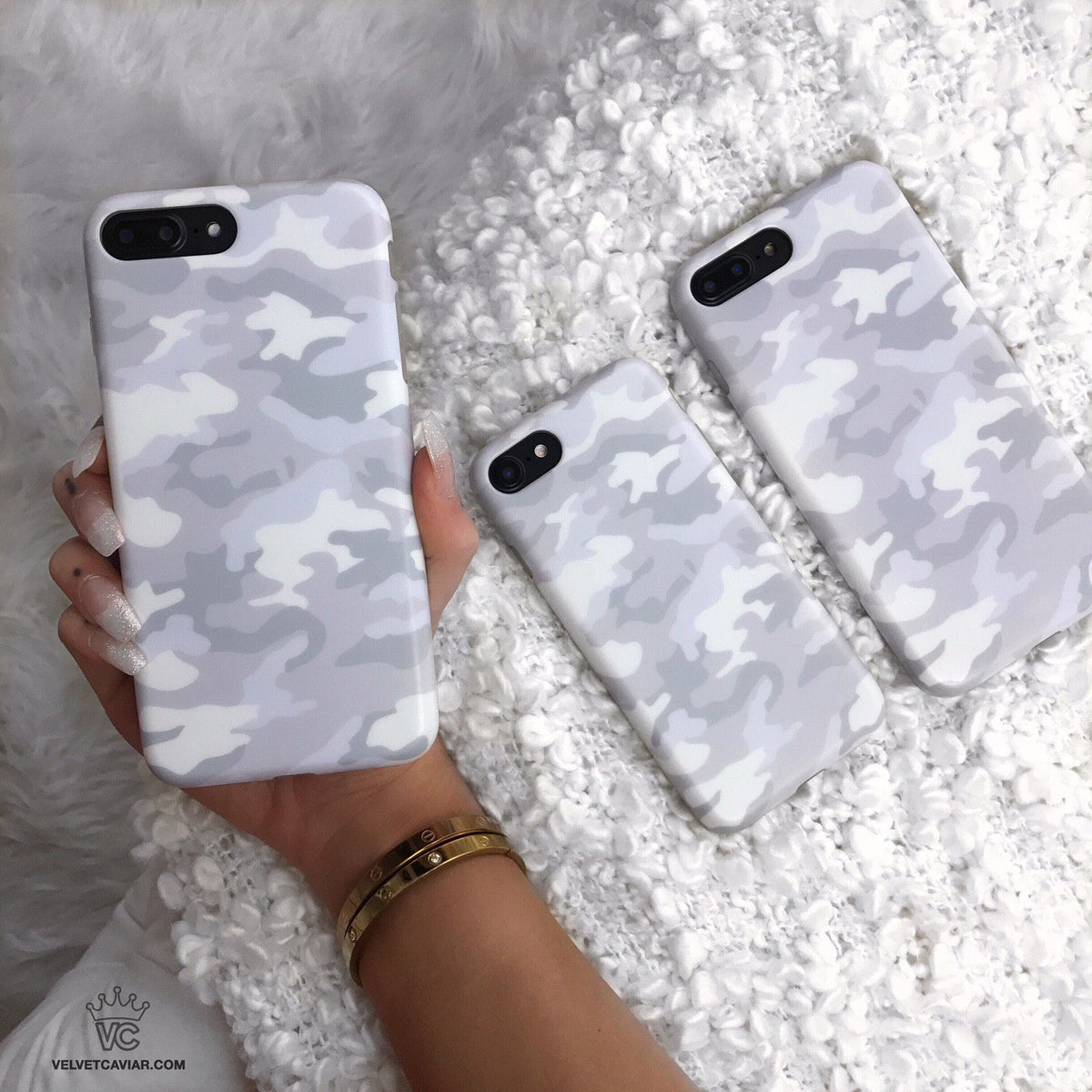 White Clouds Camo iPhone Case