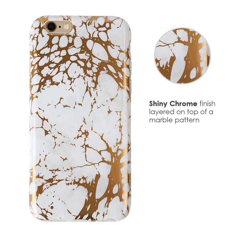 White Marble Gold Chrome iPhone Case