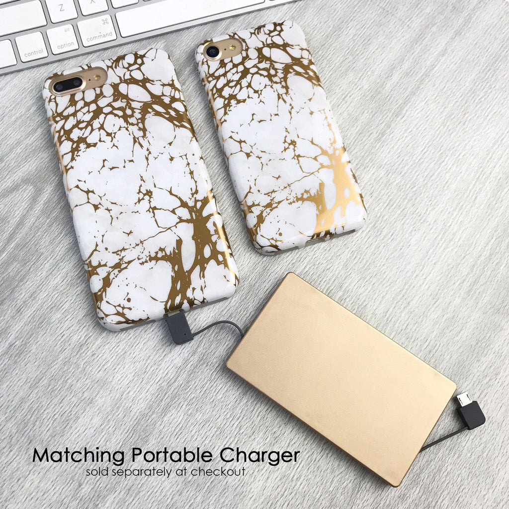 White Marble Gold Chrome iPhone Case