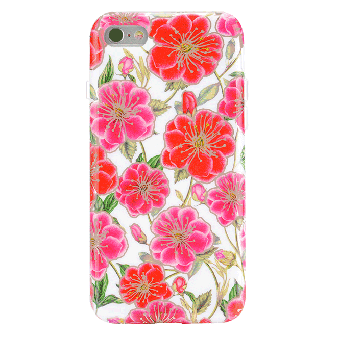 White Hibiscus Rose Gold Chrome Floral iPhone Case