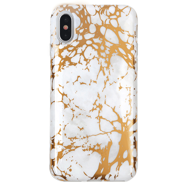 White Marble Gold Chrome iPhone Case