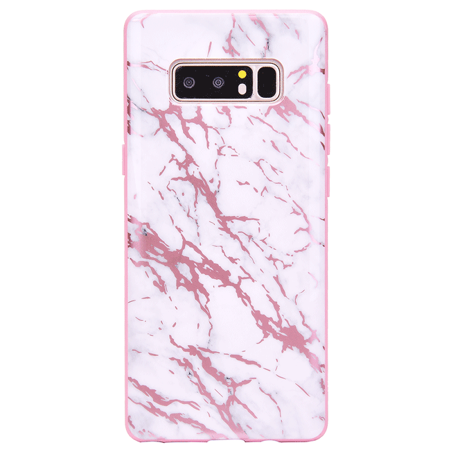 White Marble Pink Chrome Samsung Galaxy Case
